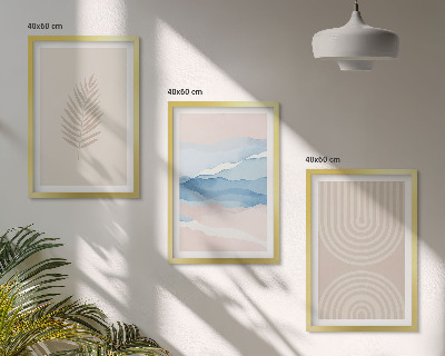 Composição de quadros moderna Ondas de folhas bege azul
