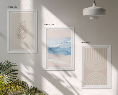 Composição de quadros moderna Ondas de folhas bege azul