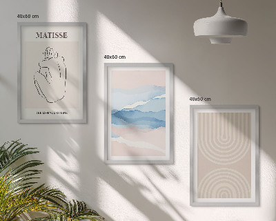 Conjunto de quadros para sala de estar Linhas, ondas, minimalismo pastel