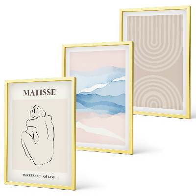 Conjunto de quadros para sala de estar Linhas, ondas, minimalismo pastel