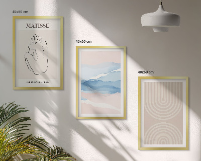 Conjunto de quadros para sala de estar Linhas, ondas, minimalismo pastel