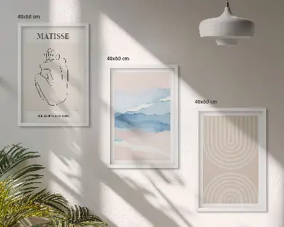 Conjunto de quadros para sala de estar com estampas de linhas, ondas e minimalismo em tons pastel