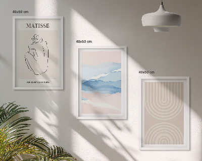 Conjunto de quadros para sala de estar Linhas, ondas, minimalismo pastel