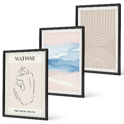 Conjunto de quadros para sala de estar Linhas, ondas, minimalismo pastel