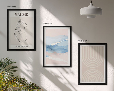 Conjunto de quadros para sala de estar Linhas, ondas, minimalismo pastel