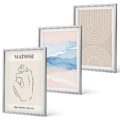 Conjunto de quadros para sala de estar Linhas, ondas, minimalismo pastel