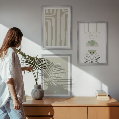 Conjunto de quadros para sala de estar padrões geométricos de plantas