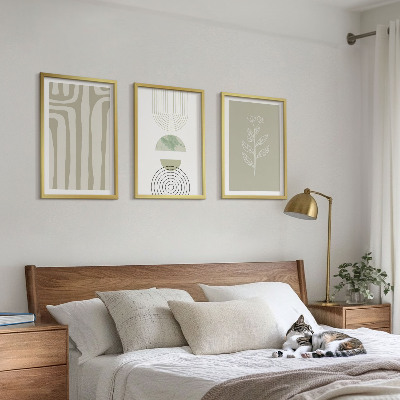 Conjunto de quadros para sala de estar padrões geométricos de plantas
