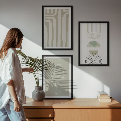 Conjunto de quadros para sala de estar padrões geométricos de plantas