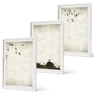 Conjunto de quadros para sala de estar Minimalismo de pássaros voando