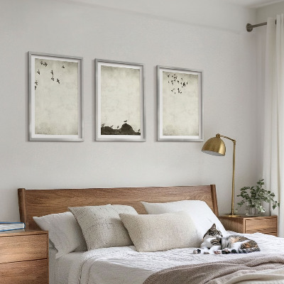 Conjunto de quadros para sala de estar Minimalismo de pássaros voando
