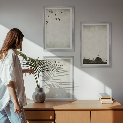 Conjunto de quadros para sala de estar Minimalismo de pássaros voando