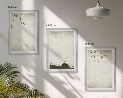 Conjunto de quadros para sala de estar Minimalismo de pássaros voando