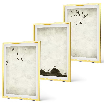 Conjunto de quadros para sala de estar Minimalismo de pássaros voando
