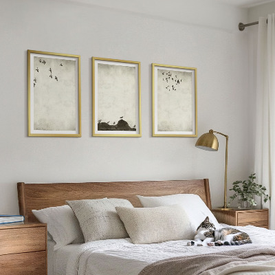 Conjunto de quadros para sala de estar Minimalismo de pássaros voando