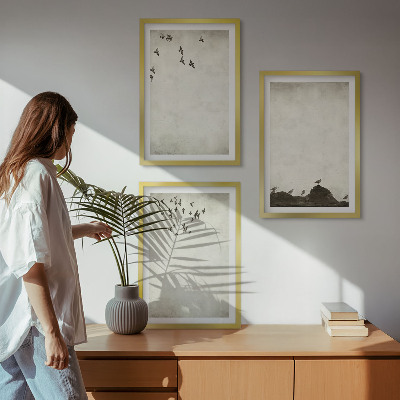 Conjunto de quadros para sala de estar Minimalismo de pássaros voando