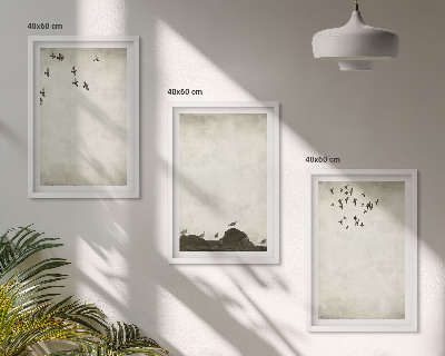 Conjunto de quadros para sala de estar Minimalismo de pássaros voando