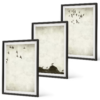 Conjunto de quadros para sala de estar Minimalismo de pássaros voando