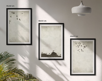 Conjunto de quadros para sala de estar Minimalismo de pássaros voando