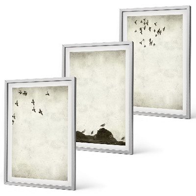 Conjunto de quadros para sala de estar Minimalismo de pássaros voando