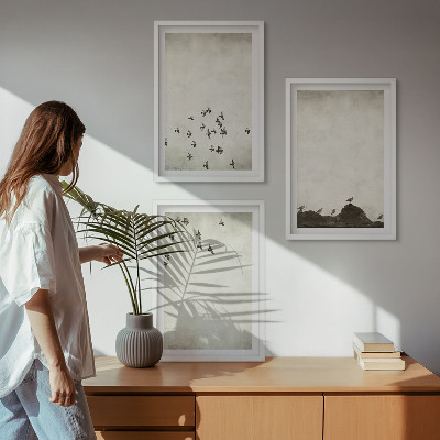 Composição de quadros moderna Pássaros em voo em estilo minimalista
