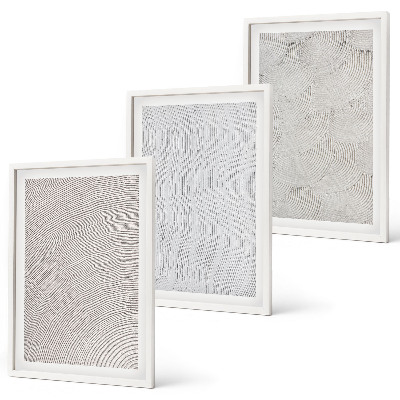 Conjunto de 3 quadros com moldura Padrões de areia estruturas geométricas