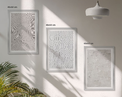 Conjunto de 3 quadros com moldura Padrões de areia estruturas geométricas