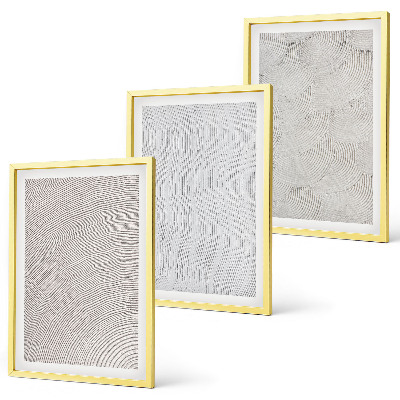 Conjunto de 3 quadros com moldura Padrões de areia estruturas geométricas