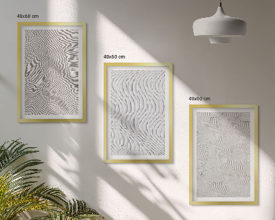 Conjunto de 3 quadros com moldura Padrões de areia estruturas geométricas