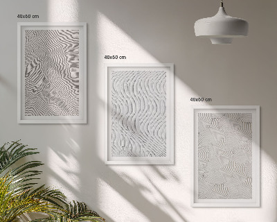 Conjunto de 3 quadros com moldura Padrões de areia estruturas geométricas