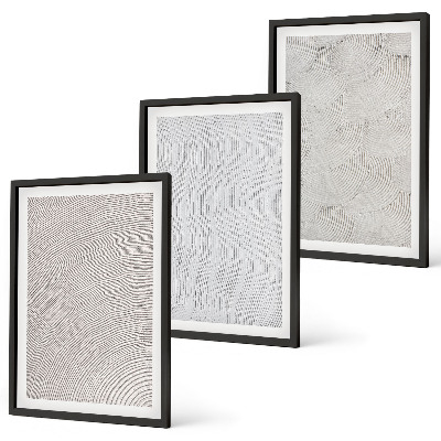 Conjunto de 3 quadros com moldura Padrões de areia estruturas geométricas