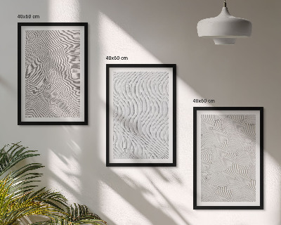 Conjunto de 3 quadros com moldura Padrões de areia estruturas geométricas