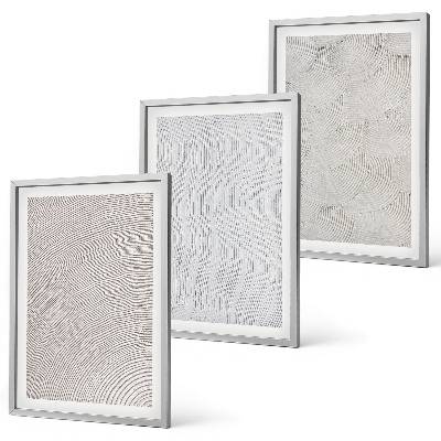 Conjunto de 3 quadros com moldura Padrões de areia estruturas geométricas