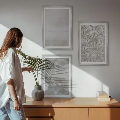 Conjunto de quadros para sala de estar com texturas minimalistas modernas