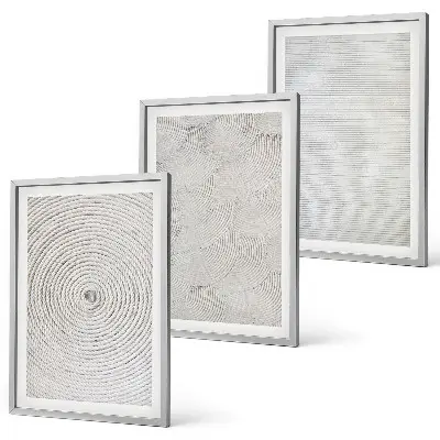 Composição de quadros moderna com padrões geométricos em papelão