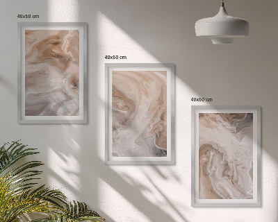 Conjunto de 3 quadros com moldura Texturas abstratas de mármore