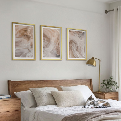 Conjunto de 3 quadros com moldura Texturas abstratas de mármore