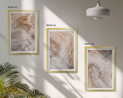 Conjunto de 3 quadros com moldura Texturas abstratas de mármore