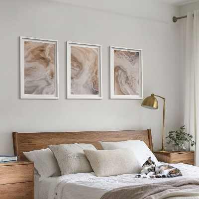 Conjunto de 3 quadros com moldura Texturas abstratas de mármore