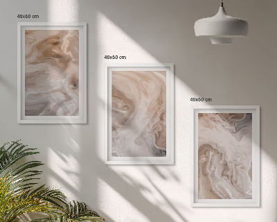 Conjunto de 3 quadros com moldura Texturas abstratas de mármore