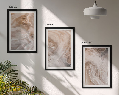 Conjunto de 3 quadros com moldura Texturas abstratas de mármore