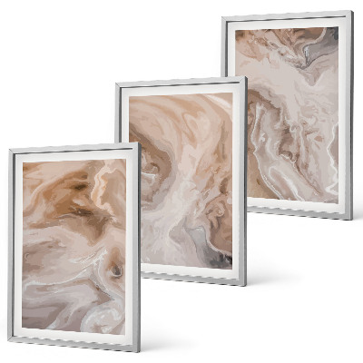 Conjunto de 3 quadros com moldura Texturas abstratas de mármore