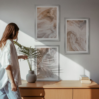 Conjunto de quadros para sala de estar Pedra de mármore abstrata