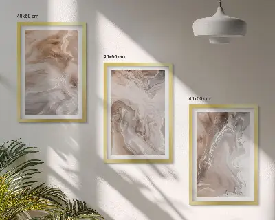Conjunto de quadros para sala de estar com estampa de pedra de mármore abstrata