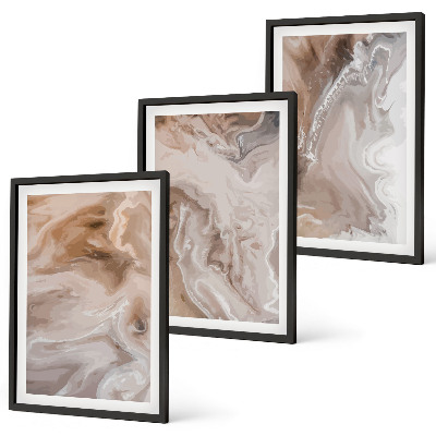 Conjunto de quadros para sala de estar Pedra de mármore abstrata