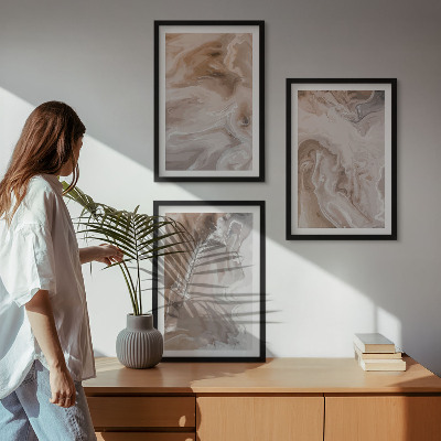 Conjunto de quadros para sala de estar Pedra de mármore abstrata