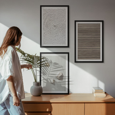 Composição de quadros moderna Texturas naturais de madeira e pedra