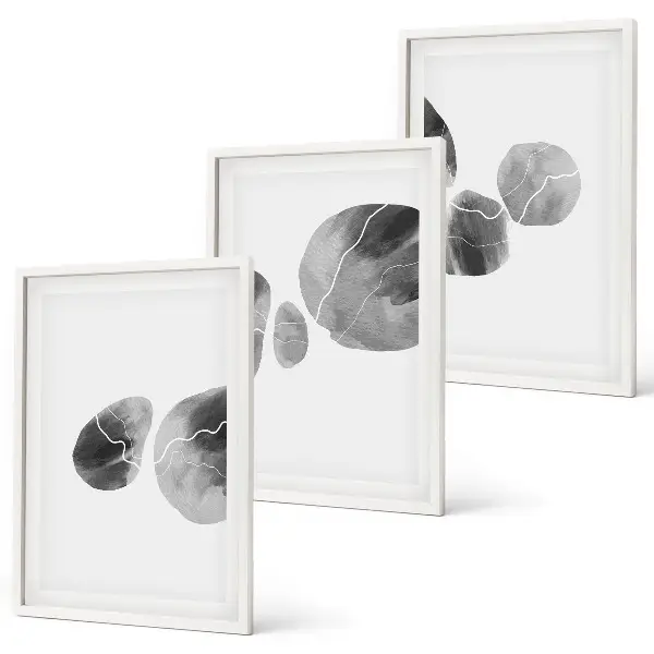 Conjunto de 3 quadros com moldura de arte abstrata com respingos de tinta
