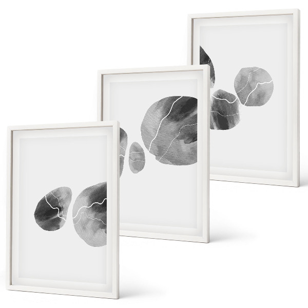 Conjunto de 3 quadros com moldura respingos de tinta de arte abstrata