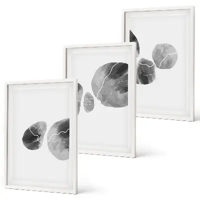 Conjunto de 3 quadros com moldura de arte abstrata com respingos de tinta